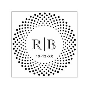 2 Initial Monogram Round Dotted Frame #3CA Self-inking Stamp