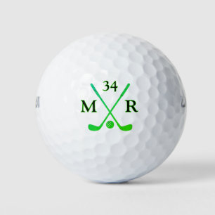 2 Initials Crossed Green Clubs Logo Golf Balls