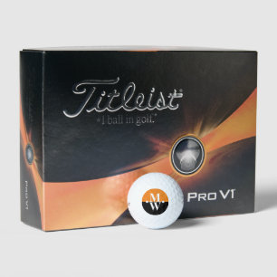 2-initials Vertical Monogram Modern Orange/Black Golf Balls