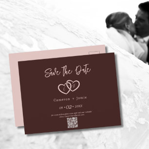 2 Intertwined Hearts with Initials Save the Date Postcard