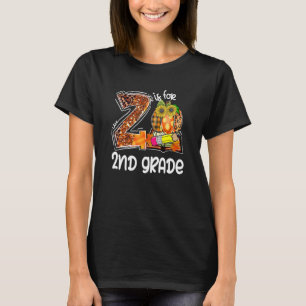 2 Is For 2nd Grade Leopard Pumpkin Teacher Fall Th T-Shirt