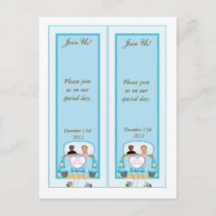 2 Just Married Classic Car Save the Date Bookmarks Postcard