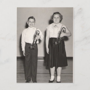 2 Kids with Trumpets Postcard