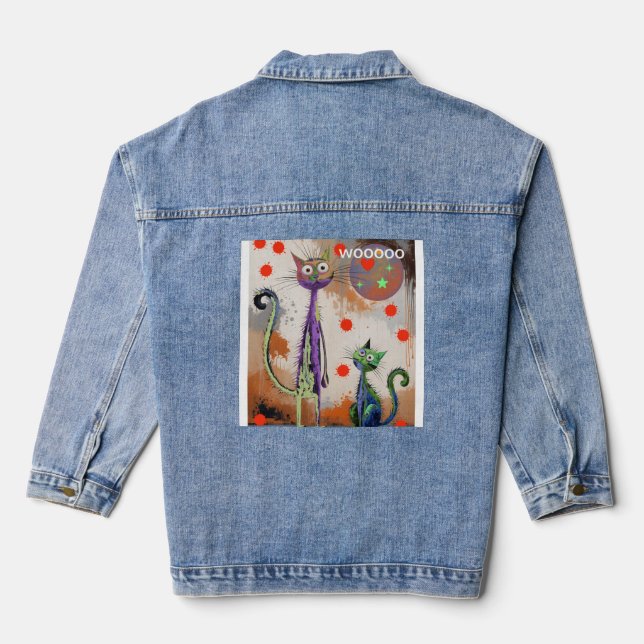2 kitten wooooo denim jacket (Back)