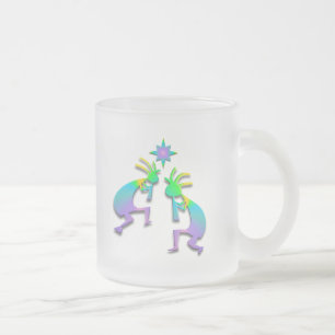 2 Kokopelli #36 Frosted Glass Coffee Mug