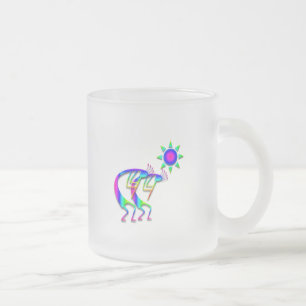 2 Kokopelli #62 Frosted Glass Coffee Mug