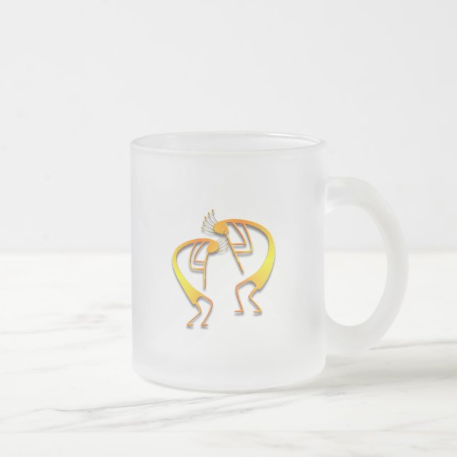 2 Kokopelli #65 Frosted Glass Coffee Mug (Right)