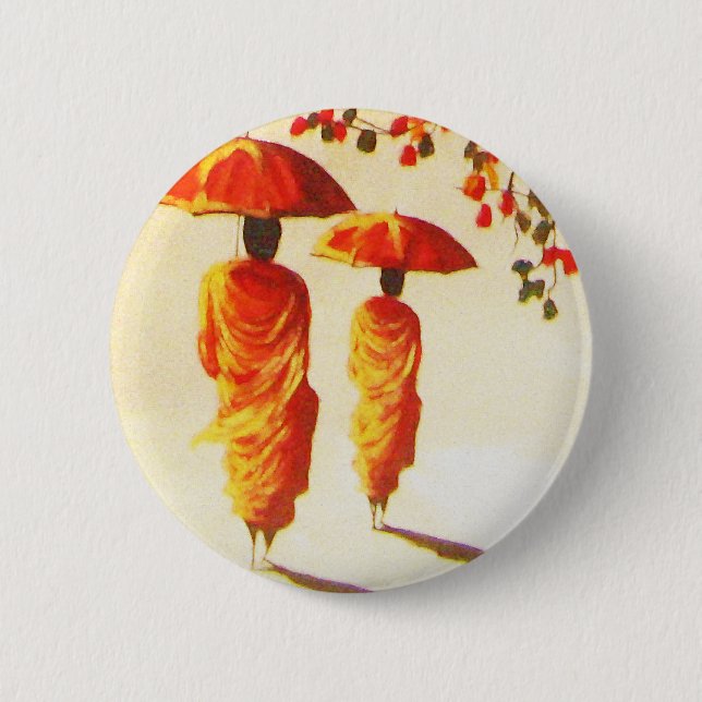 2 Laotian Buddhist Monks 6 Cm Round Badge (Front)