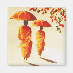 2 Laotian Buddhist Monks Magnet