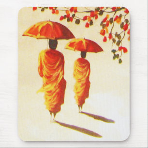 2 Laotian Buddhist Monks Mouse Mat