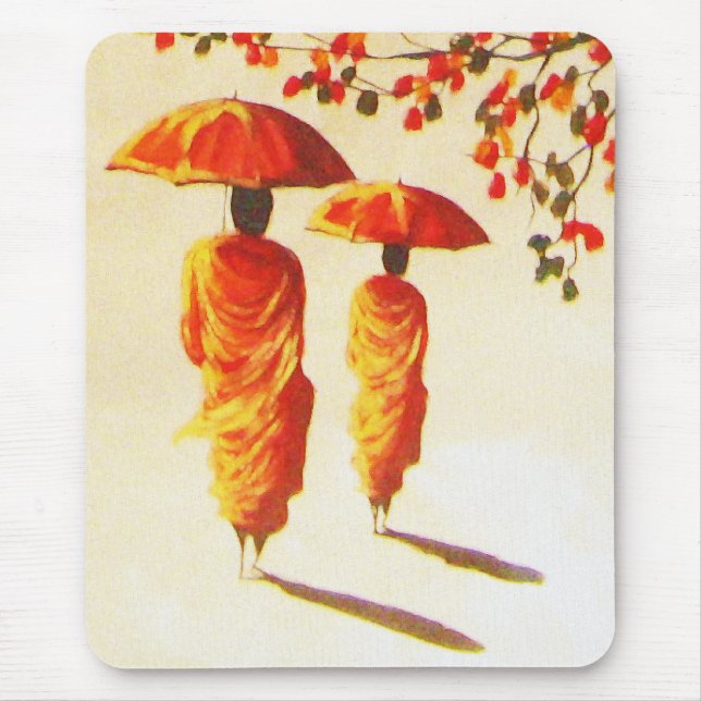 2 Laotian Buddhist Monks Mouse Mat (Front)