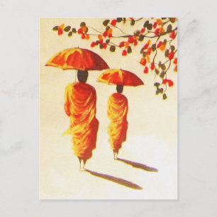2 Laotian Buddhist Monks Postcard