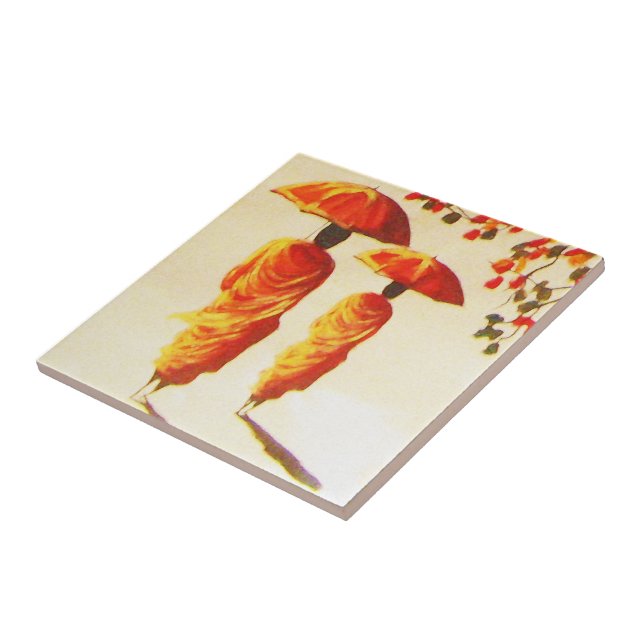 2 Laotian Buddhist Monks Tile (Side)
