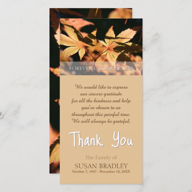 2 leaves in Autumn Sympathy Thank You (Front/Back)