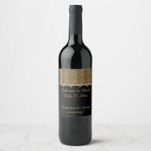 #2 Leopard Print Gold Diamonds Bling Weddings Wine Label