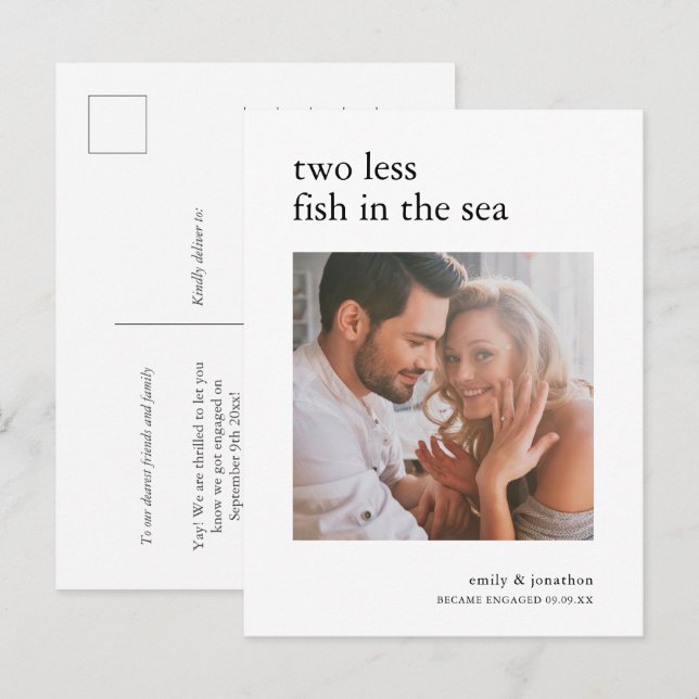 2 less fish in Sea Photo Engagement Announcement (Front/Back)