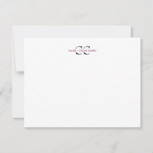 2 Letter Monogram Couple Initials Wedding Burgundy Card