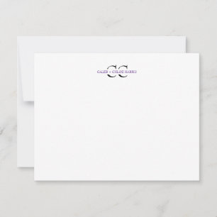 2 Letter Monogram Couple Initials Wedding Purple Card