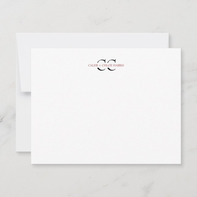2 Letter Monogram Couple Initials Wedding Red Card (Front)