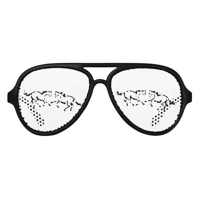 2 Line drawing horses meet to a heart shape Aviator Sunglasses (Front)