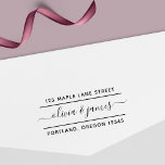 2 Lines Calligraphy Script Couple Return Address Self-inking Stamp<br><div class="desc">Trendy Calligraphy Script Rubber Stamp featuring names between two lines. It is easy to personalise; perfect for couples, weddings, engagements and newlyweds. Now you never have to write your address again. Personalise it by replacing the placeholder text with your name and address. For more options such as to change the...</div>