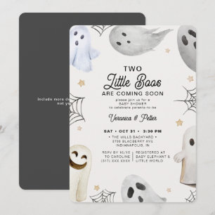 2 Little Boos Neutral Twins Halloween Baby Shower  Invitation