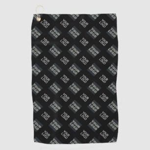2 Logos, Diagonal Repeating Logos Black Golf Towel