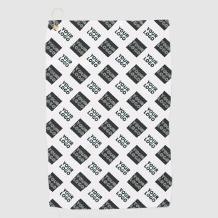 2 Logos, Diagonally Repeating Logos White Golf Towel