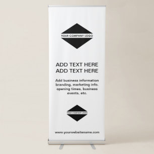 2 Logos Modern Black White Business Retractable Banner