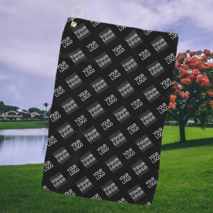 2 Logo's Simple Repeating Logo   Black Golf Towel