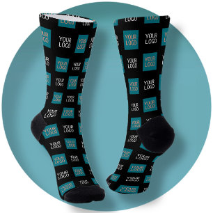 2 Logo's Simple Repeating Logo   Black Socks