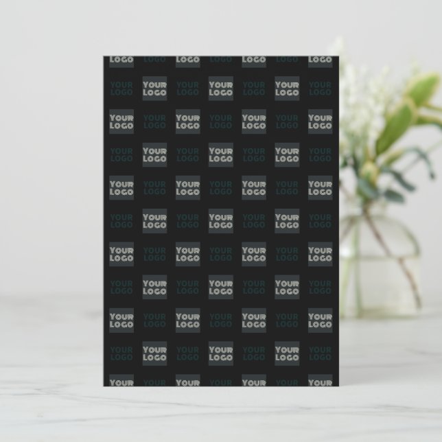 2 Logo's Simple Repeating Logo | Black Thank You Card (Standing Front)