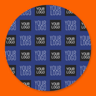 2 Logo's Simple Repeating Logo   Navy Blue Classic Round Sticker