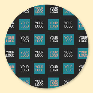 2 Logo's Simple Repeating Logo   White Classic Round Sticker