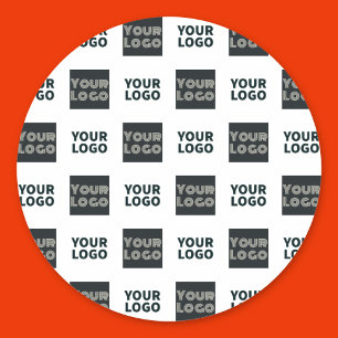 2 Logo's Simple Repeating Logo   White Classic Round Sticker