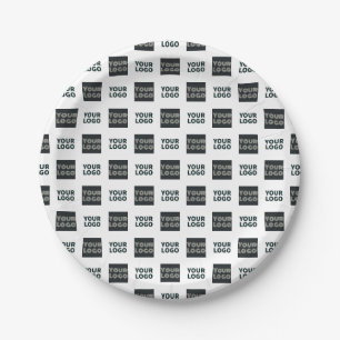 2 Logo's Simple Repeating Logo   White Paper Plate