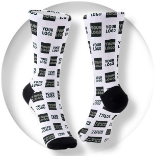 2 Logo's Simple Repeating Logo   White Socks