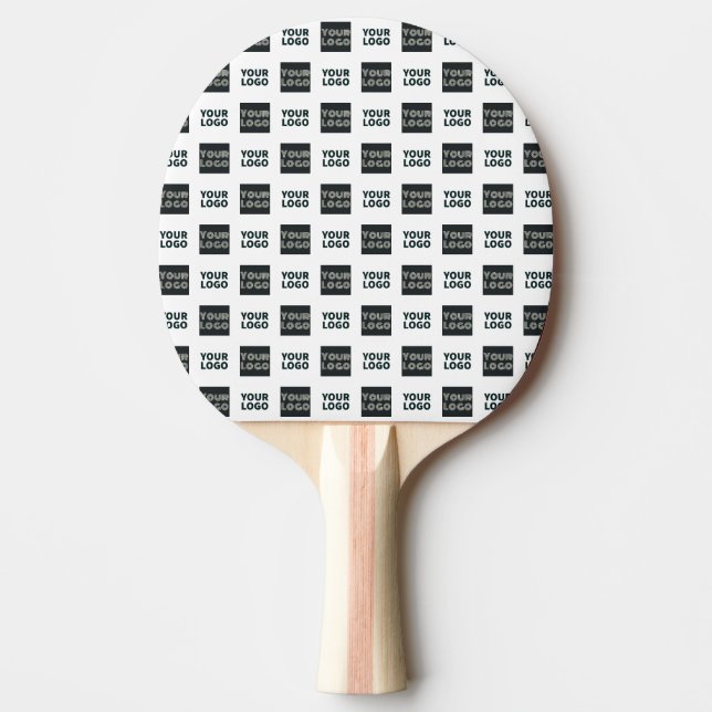 2 Logos Simple Repeating Logos | Black Ping Pong Paddle (Front)