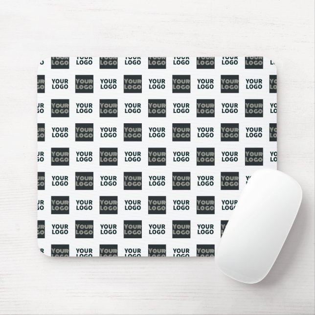 2 Logos Simple Repeating Logos | White Mouse Mat (With Mouse)