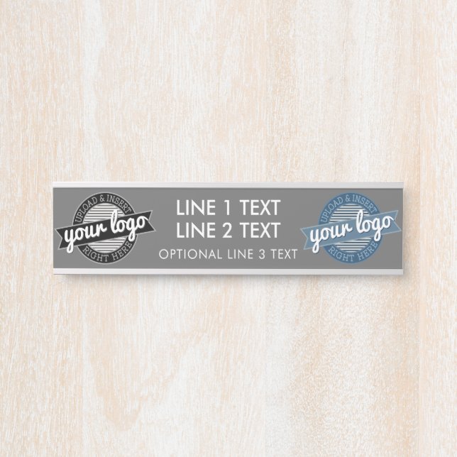 2 Logos With 3 Lines of Text Door Sign (Front)