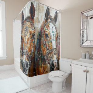 2 Majestic Horses Shower Curtain