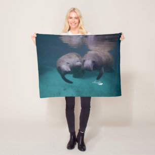 2 Manatee Friends fleece blanket