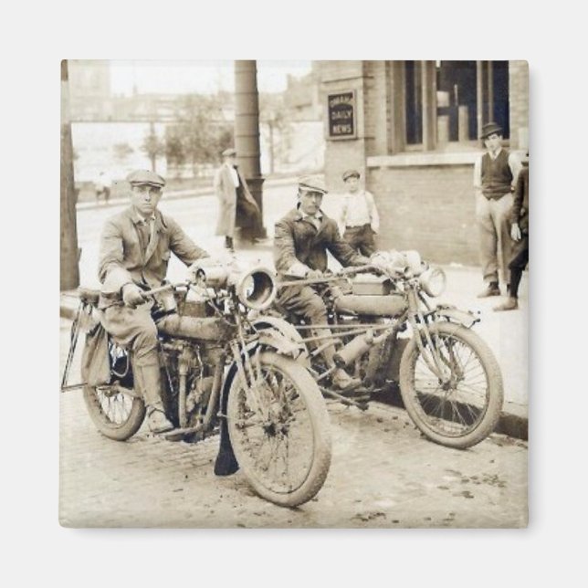 2 men on motorcycles magnet (Front)