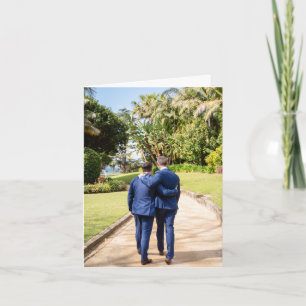 2 Men walking Holding Each other -  design by rqst Card