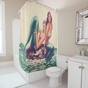 2 mermaids shower curtain