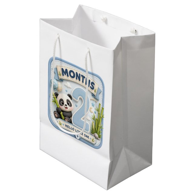 2 Month Baby Milestone World Adventure Medium Gift Bag (Front Angled)