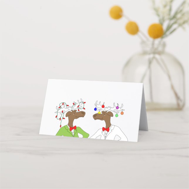 2 Moose Holiday Place Card (Front)