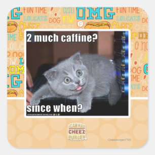 2 much caffine? square sticker