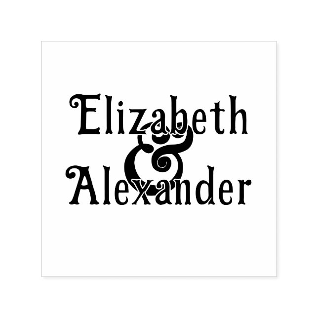 2 Names Over Simple Bold Ampersand #35 Wedding Self-inking Stamp (Design)