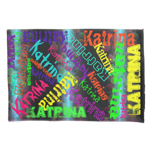2 Neon Name Collage Pillow Cases Custom
